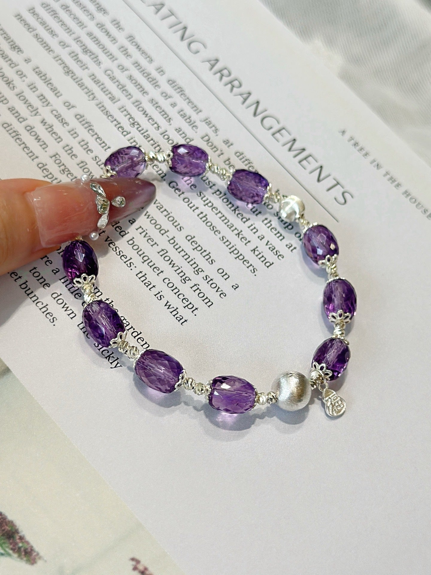 Amethyst sterling silver bracelet detail 4