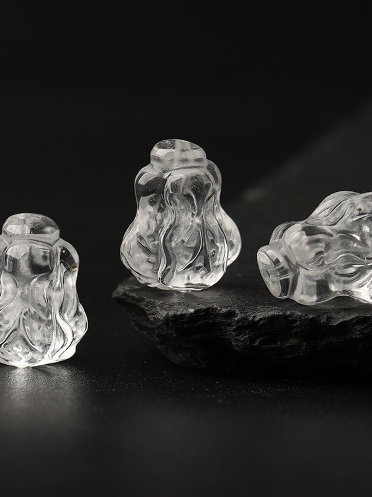 Clear Quartz Single Crystal Bead with Couple & Customizable