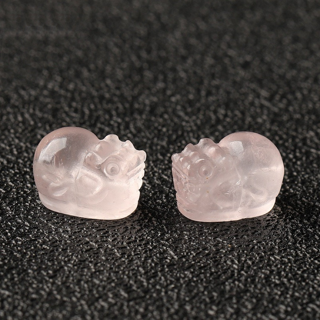 Rose Quartz Single Crystal Bead with Customizable & Pixiu · Z051