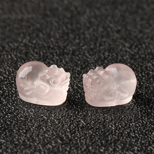Rose Quartz Single Crystal Bead with Customizable & Pixiu · Z051