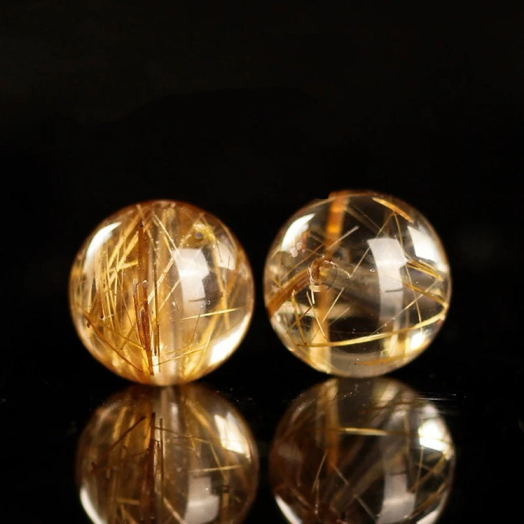 Golden Rutilated Quartz Single Crystal Bead · Z017