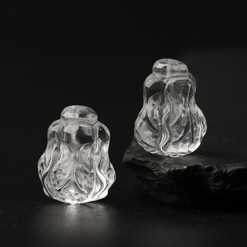 Clear Quartz Single Crystal Bead with Couple & Customizable · Z087