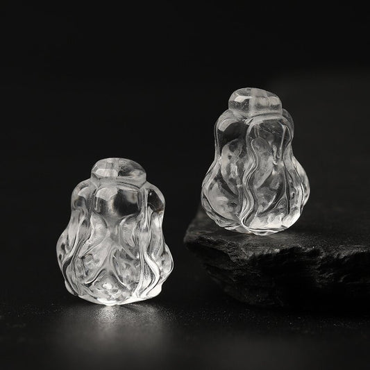 Clear Quartz Single Crystal Bead with Couple & Customizable · Z087