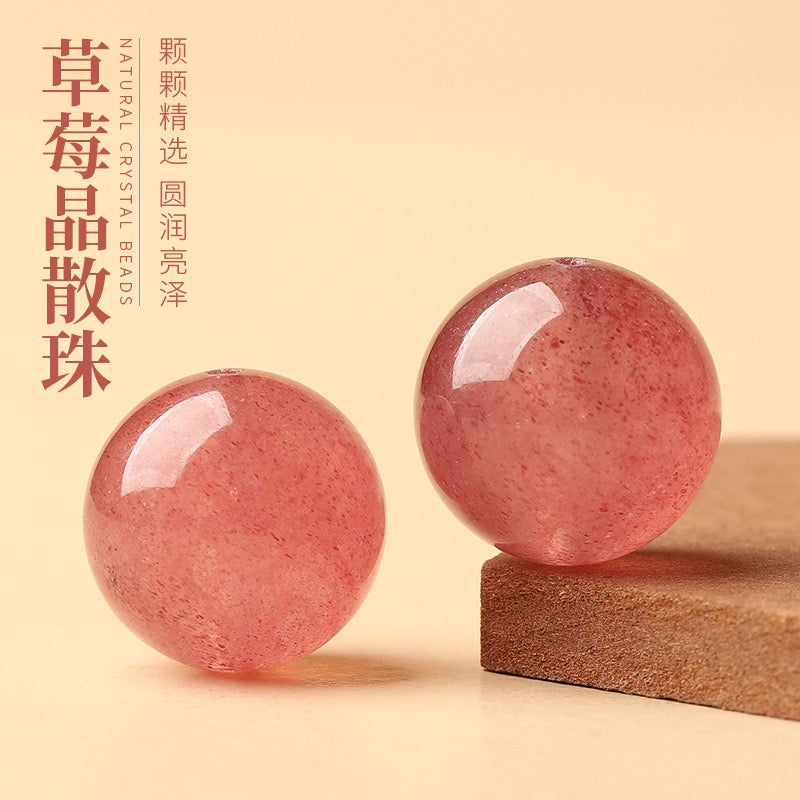 Strawberry Quartz Single Crystal Bead with Customizable · Z025