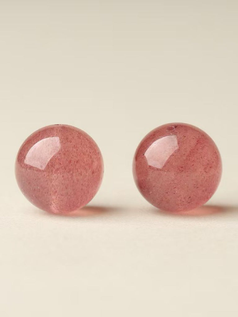 Strawberry Quartz Single Crystal Bead with Customizable