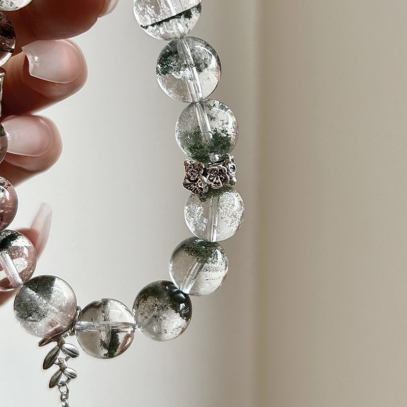 Green Phantom Quartz Crystal Bracelet with Couple