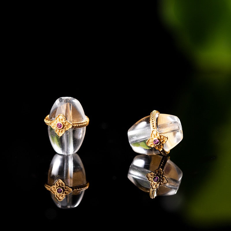 Clear Quartz Single Crystal Bead with Customizable
