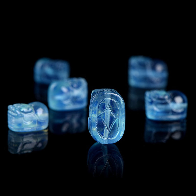 Aquamarine Single Crystal Bead with Customizable & Pixiu
