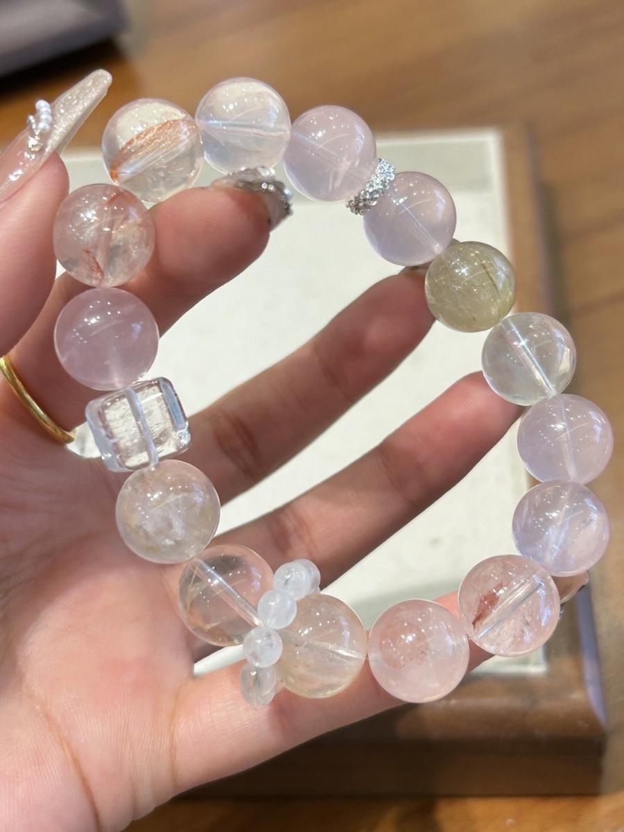 Golden Rutilated Quartz & Clear Quartz Bracelet