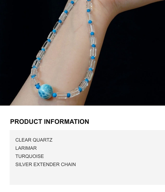 Clear Quartz and Aquamarine Pendant and Bracelet