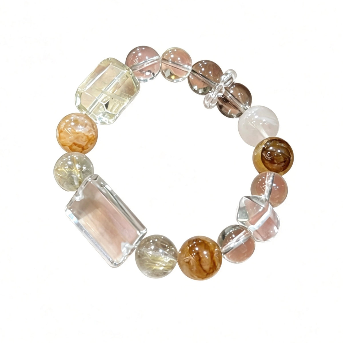 Golden Rutilated Quartz & Clear Quartz Crystal Bracelet