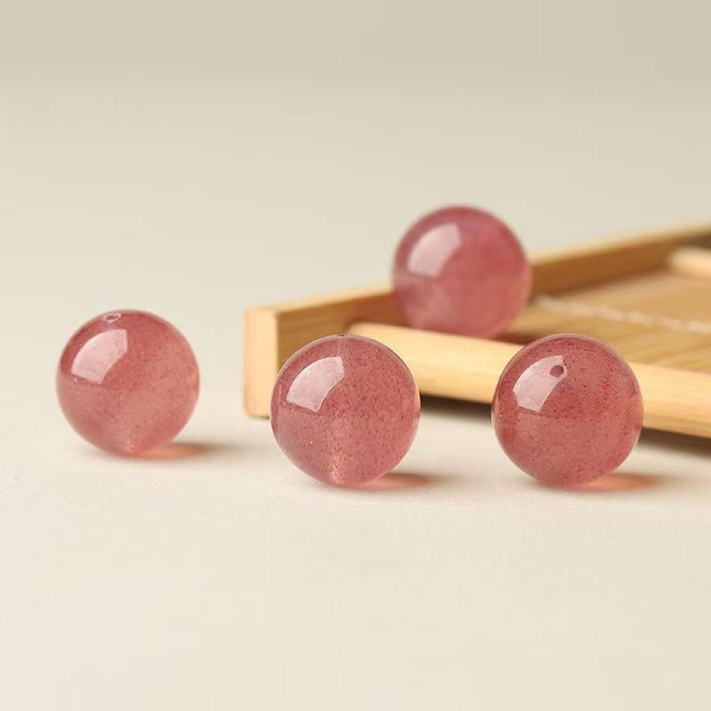 Strawberry Quartz Single Crystal Bead with Customizable · Z025