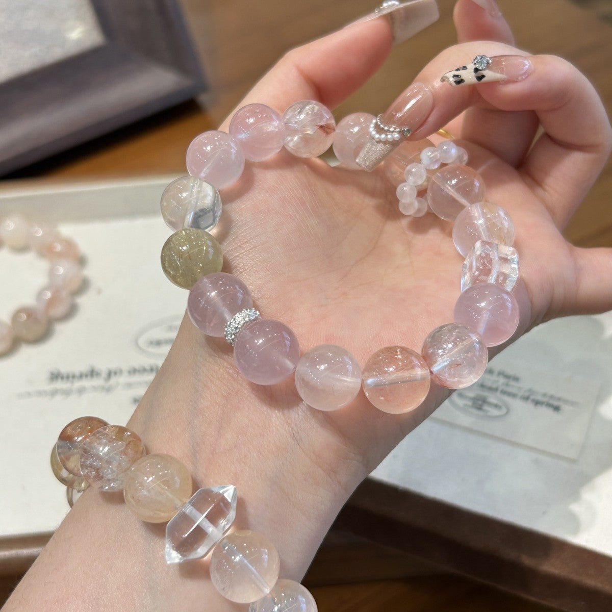 Golden Rutilated Quartz & Clear Quartz Bracelet