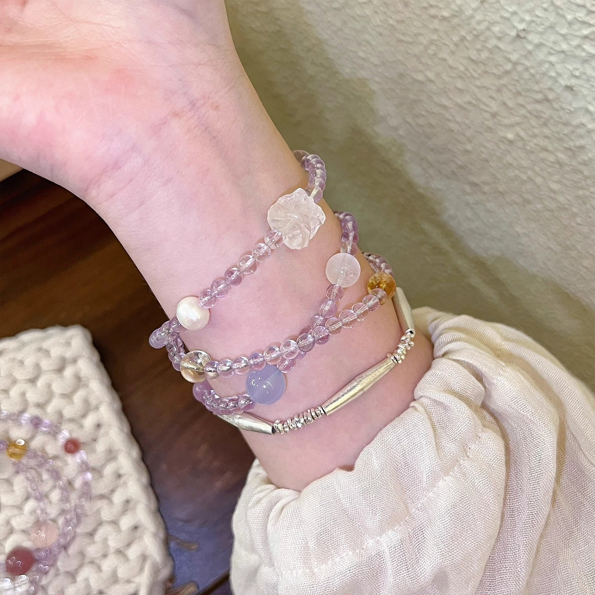 Amethyst Crystal Bracelet with Couple & Customizable