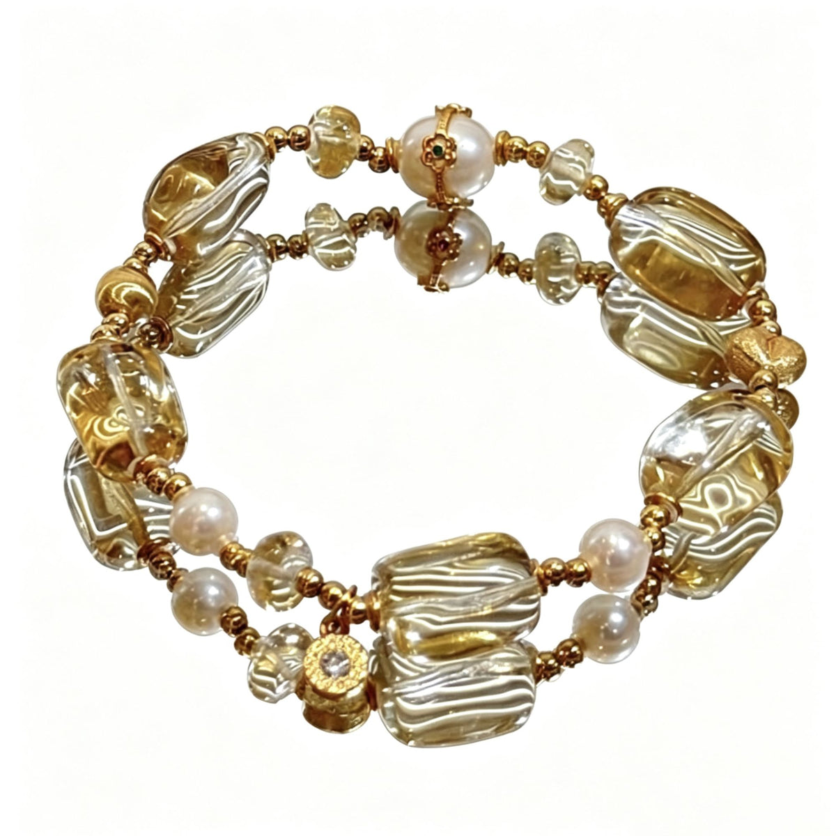 Citrine & Pearl Crystal Bracelet with Pearl Accents