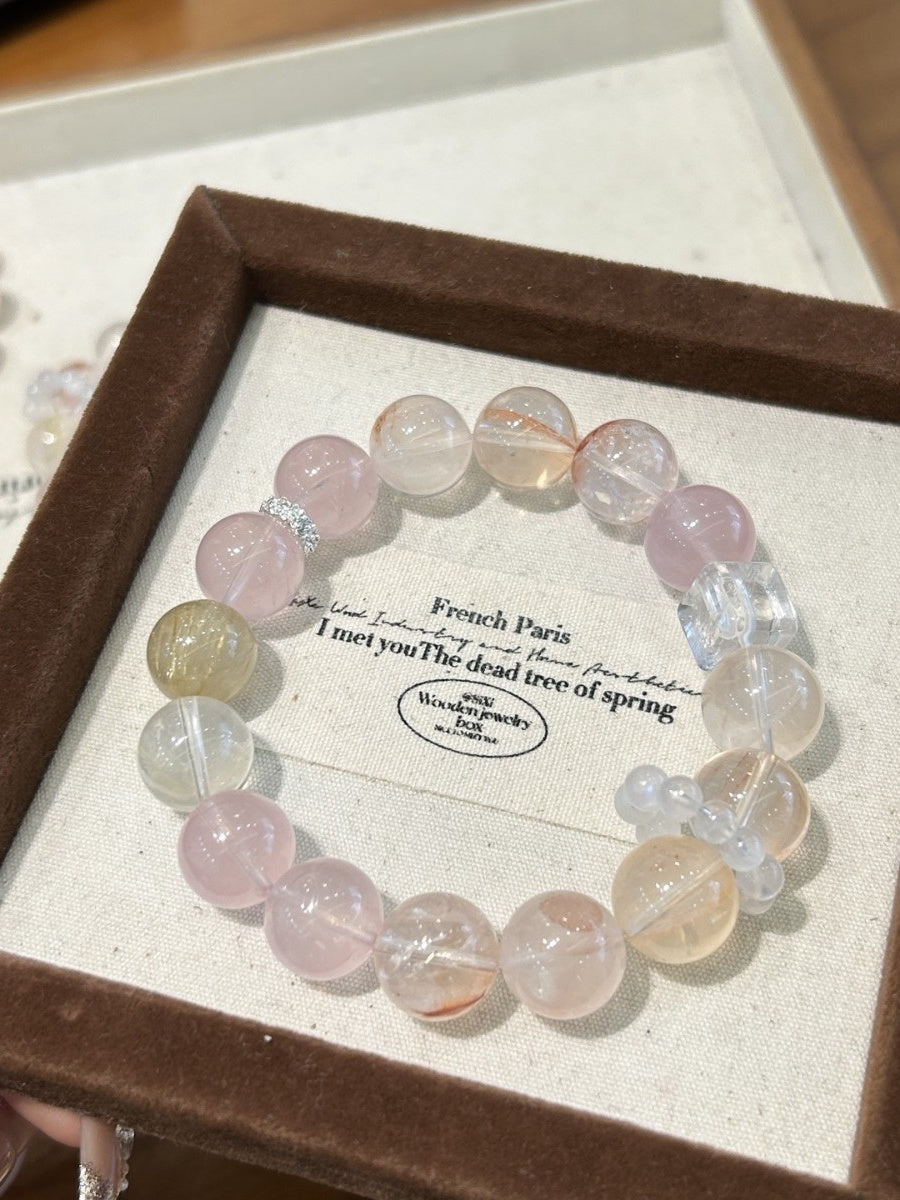Golden Rutilated Quartz & Clear Quartz Bracelet