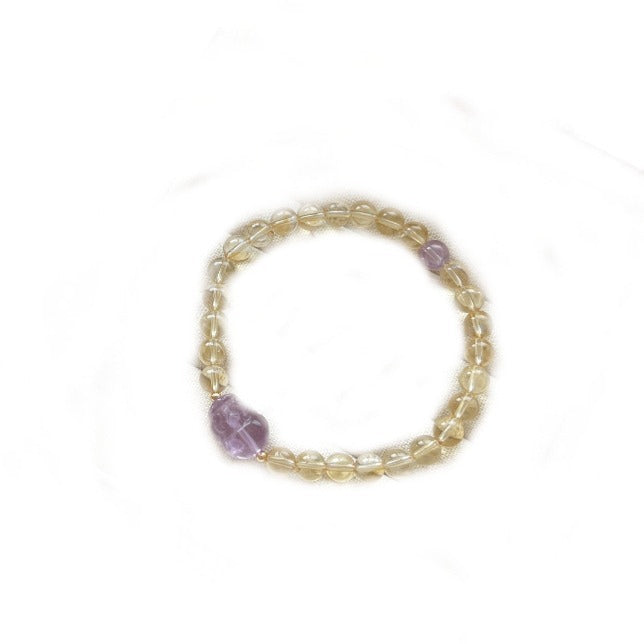 Citrine Crystal Bracelet with Couple & Pixiu