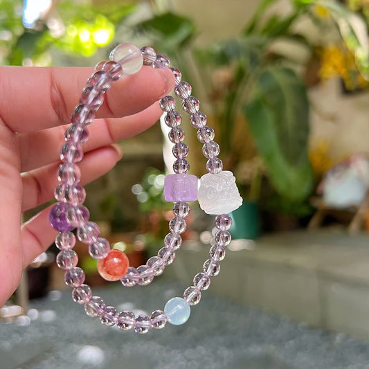 Amethyst Crystal Bracelet with Couple & Customizable · SY01