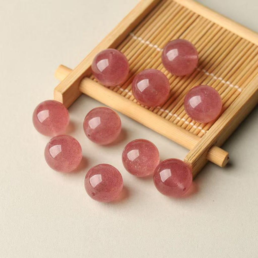 Strawberry Quartz Single Crystal Bead with Customizable · Z025
