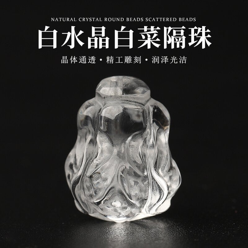 Clear Quartz Single Crystal Bead with Couple & Customizable · Z087