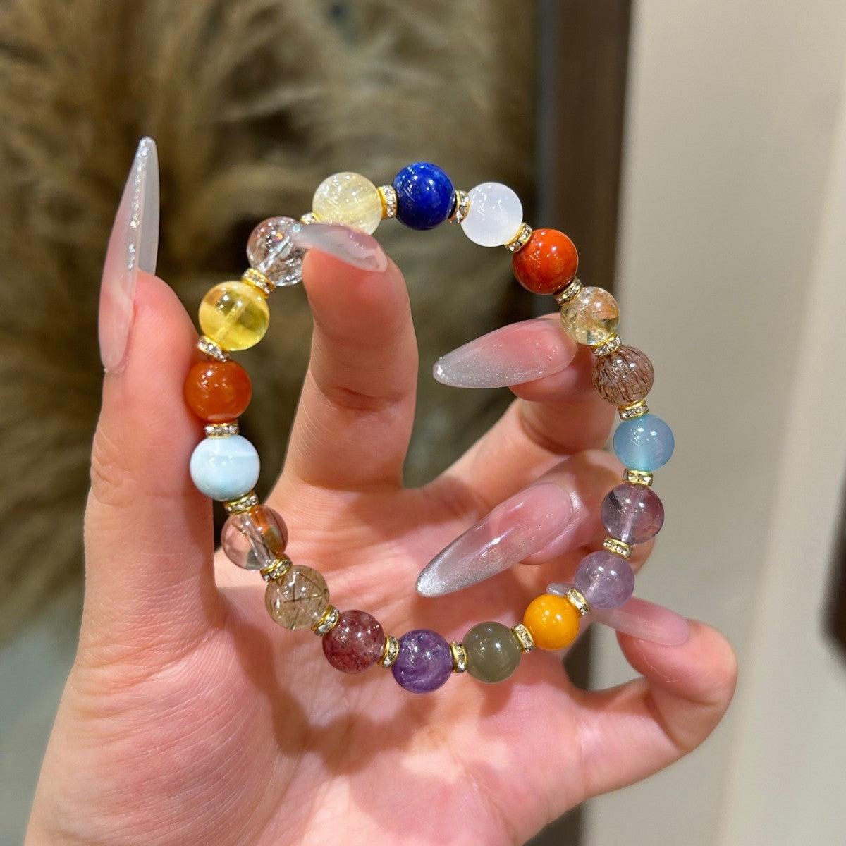 Golden Rutilated Quartz Crystal Bracelet