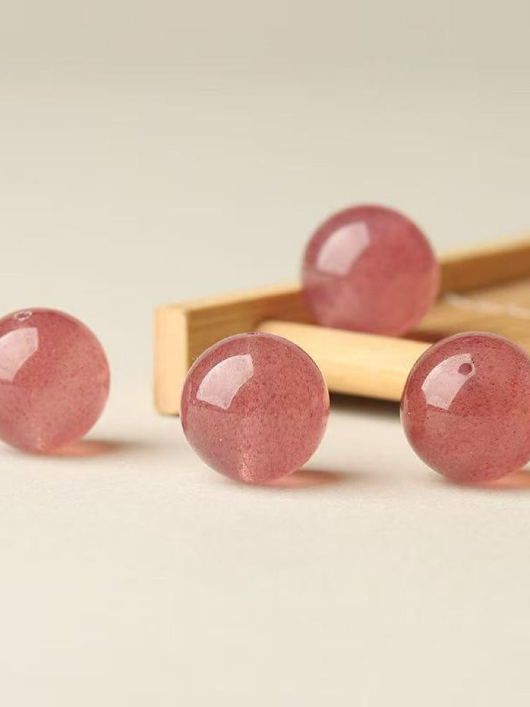 Strawberry Quartz Single Crystal Bead with Customizable