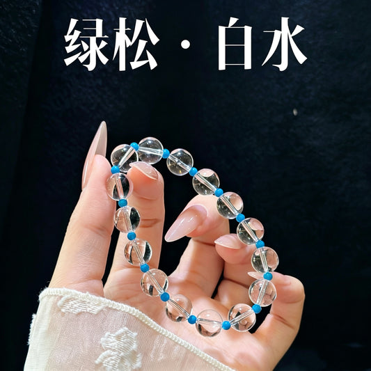 Clear quartz and aquamarine jewelry detail 1
