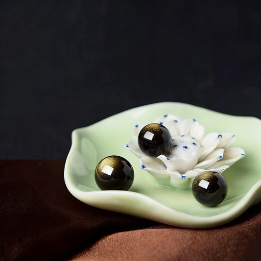 Golden Obsidian Single Crystal Bead with Customizable · Z001