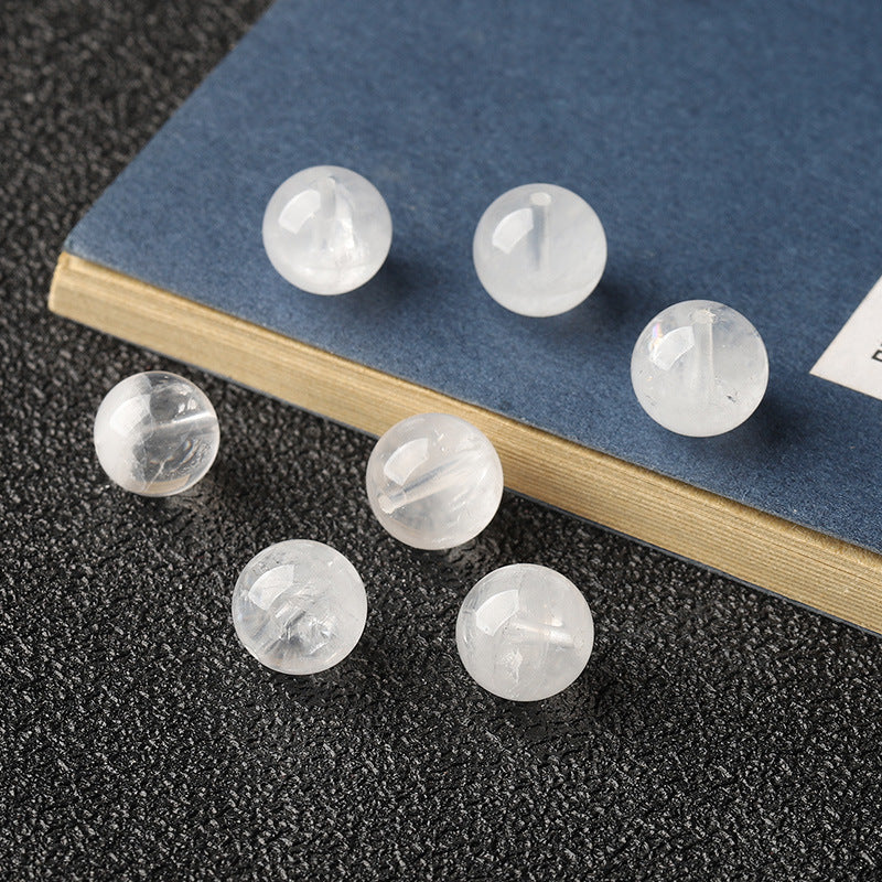 White Phantom Quartz Single Crystal Bead with Customizable