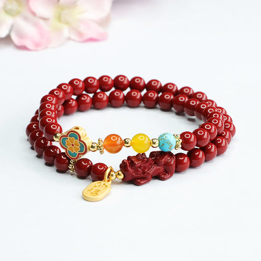 Natural Crystal Crystal Bracelet with Couple & Pixiu · S042