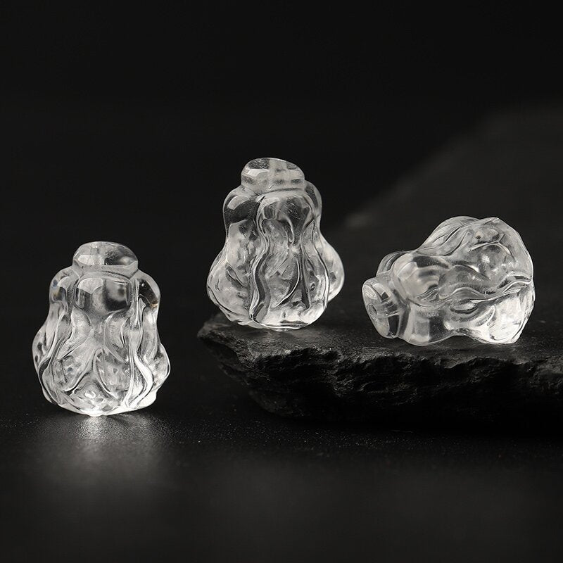 Clear Quartz Single Crystal Bead with Couple & Customizable