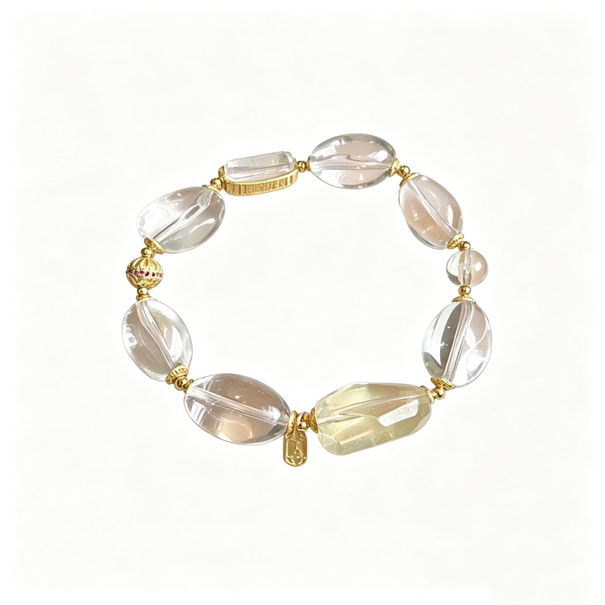 Citrine & Clear Quartz Crystal Bracelet with Customizable