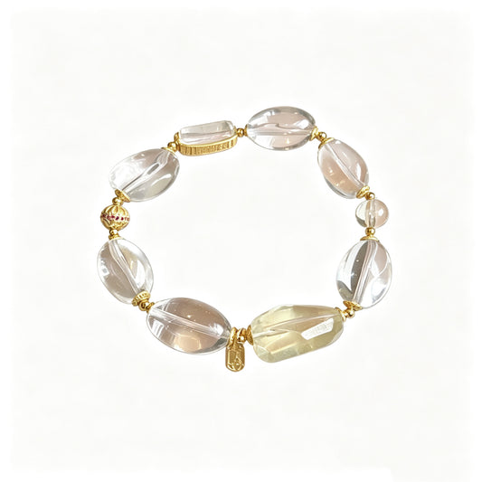 Citrine & Clear Quartz Crystal Bracelet with Customizable