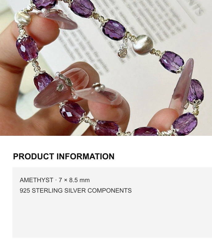 Amethyst Freeform Bracelet with 925 Sterling Silver
