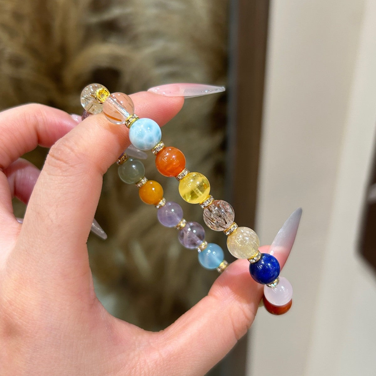 Golden Rutilated Quartz Crystal Bracelet