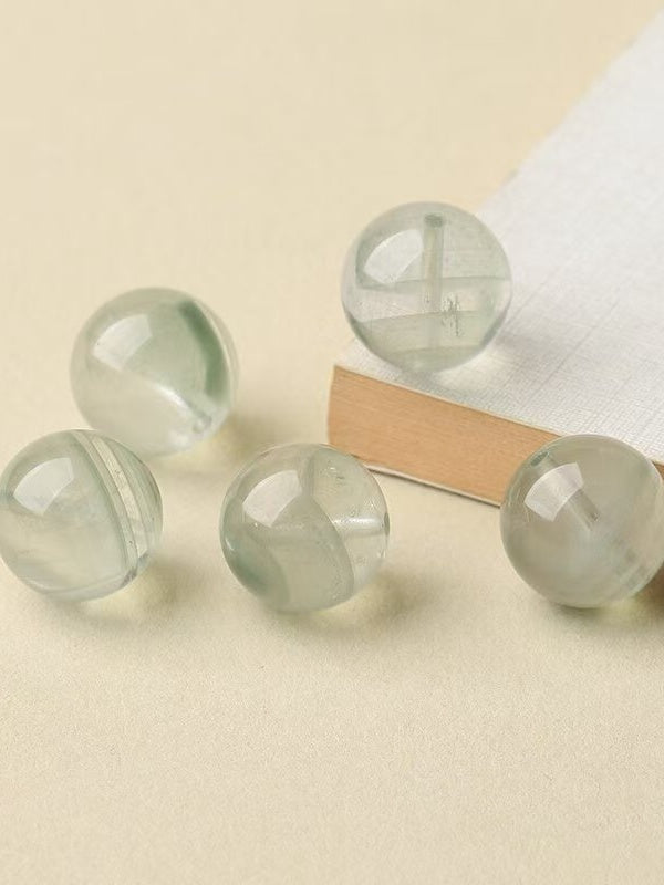 Green Phantom Quartz Single Crystal Bead