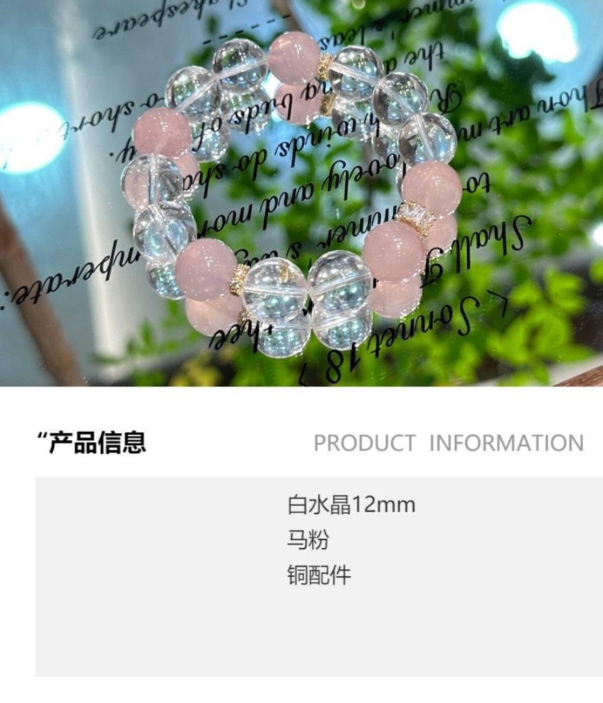 Natural pink quartz bracelet detail 2