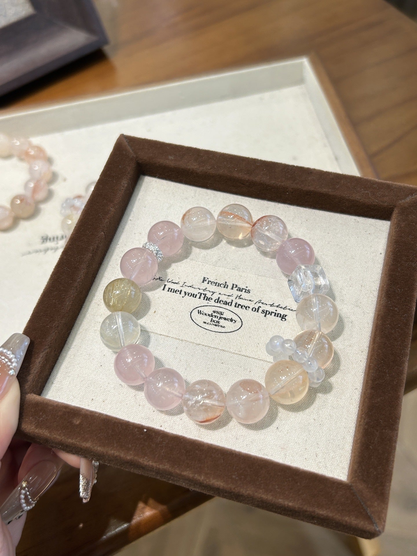 Rainbow multi-crystal bracelet detail 2