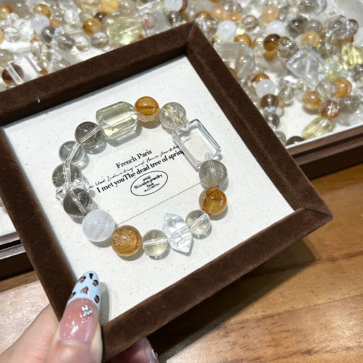 Golden Rutilated Quartz & Clear Quartz Crystal Bracelet