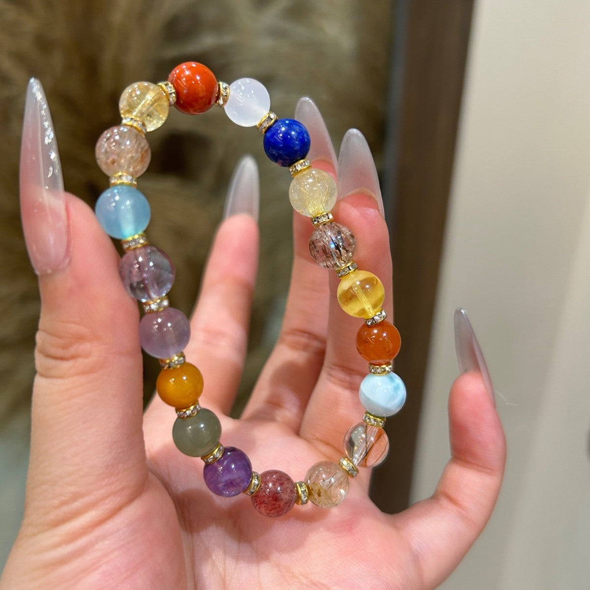Golden Rutilated Quartz Crystal Bracelet