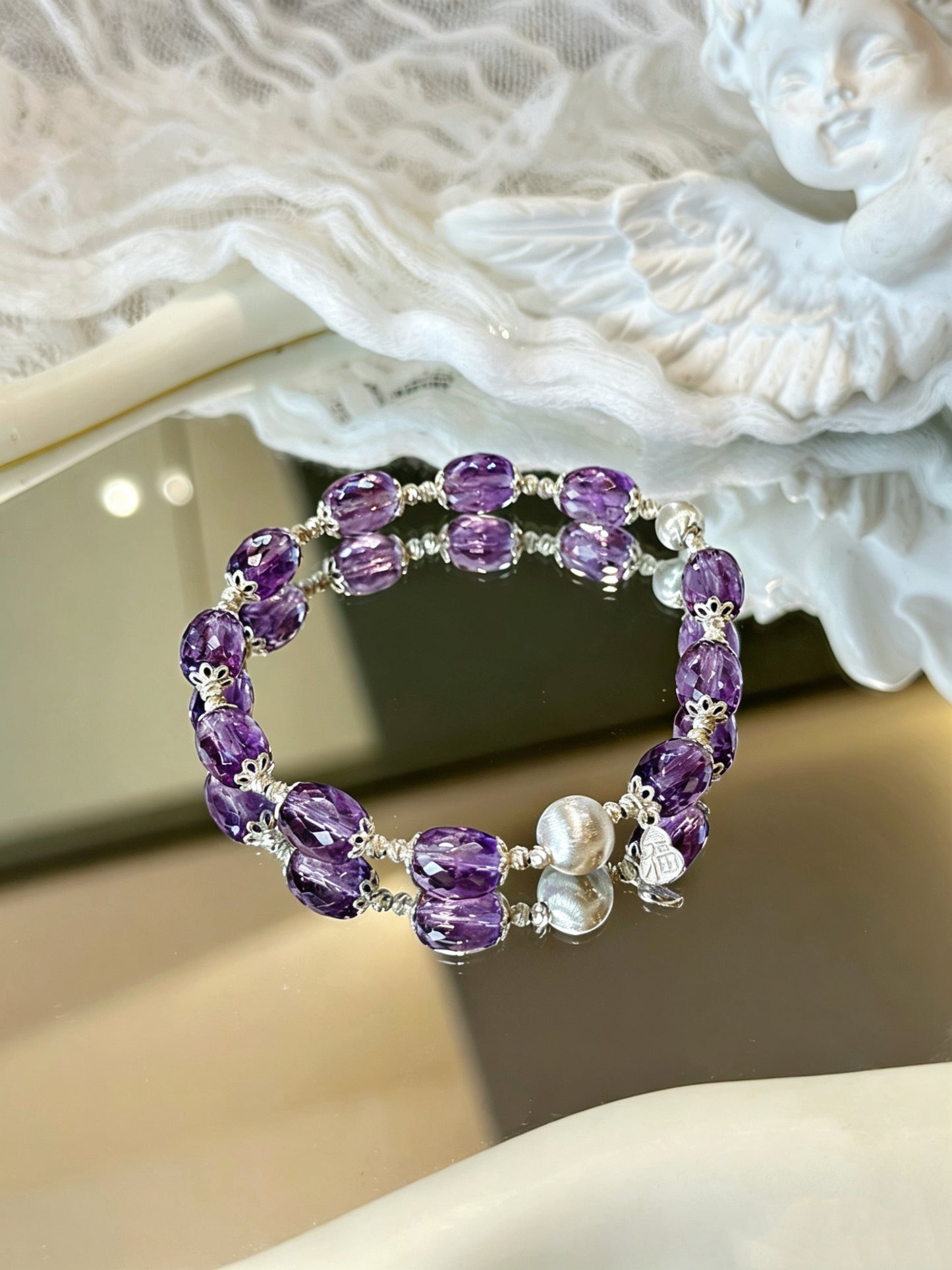 Amethyst sterling silver bracelet detail 3