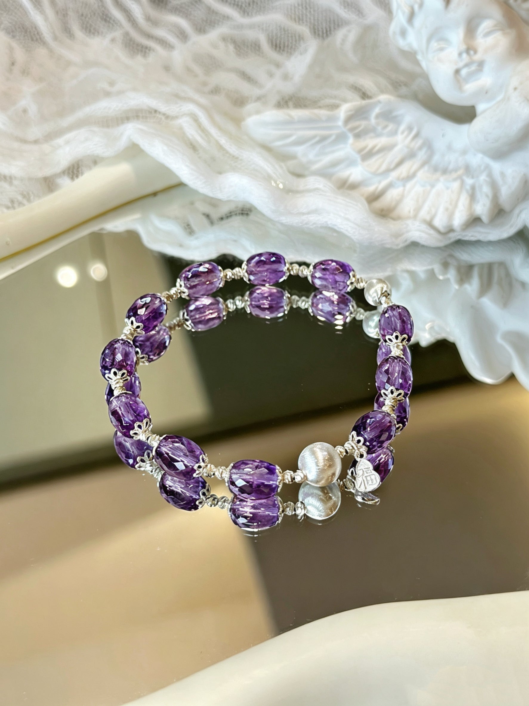 Amethyst sterling silver bracelet detail 3