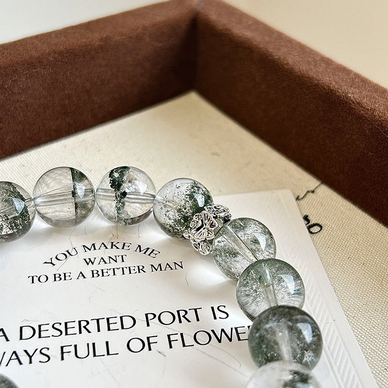 Green Phantom Quartz Crystal Bracelet with Couple