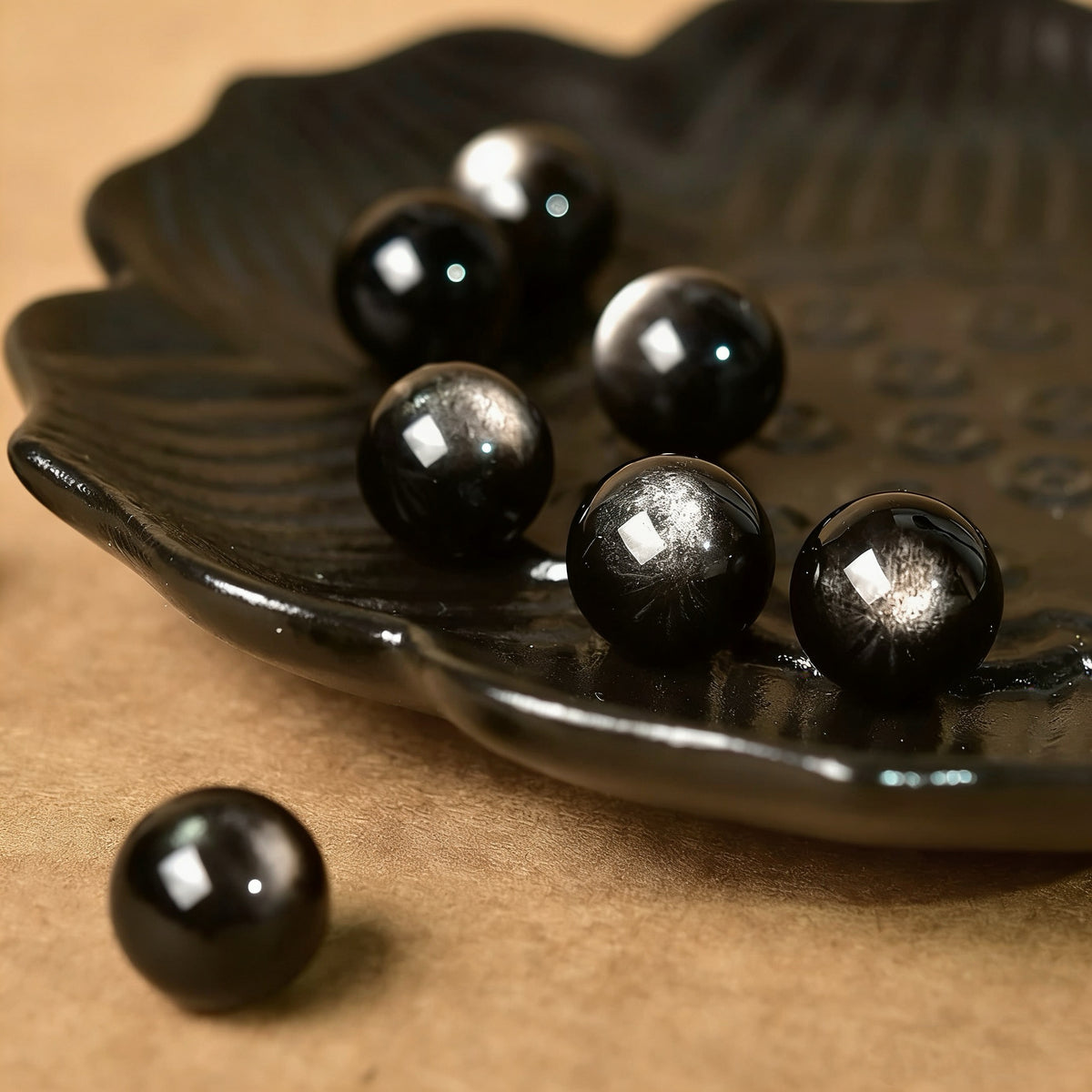 Silver Obsidian Single Crystal Bead with Customizable · Z007