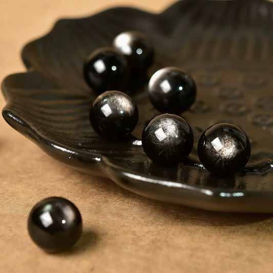 Silver Obsidian Single Crystal Bead with Customizable · Z007