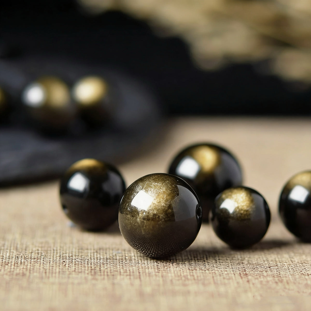 Golden Obsidian Single Crystal Bead with Customizable · Z001