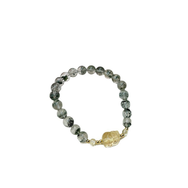 Green Phantom Quartz Crystal Bracelet with Couple & Pixiu