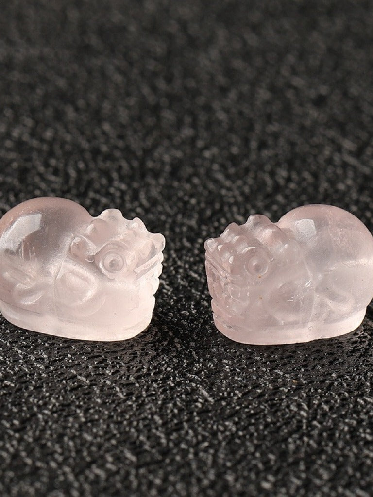Rose Quartz Single Crystal Bead with Customizable & Pixiu