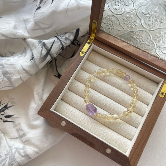 Citrine Crystal Bracelet with Couple & Pixiu · S045
