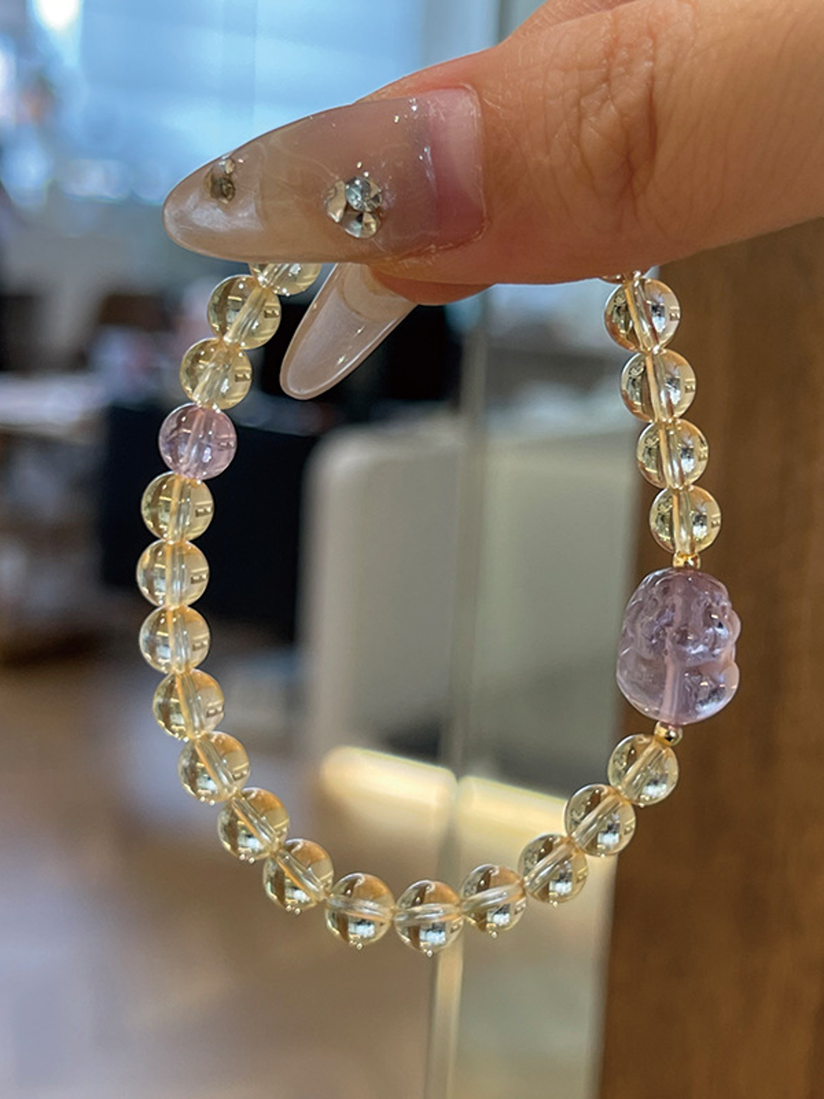 Citrine Crystal Bracelet with Couple & Pixiu